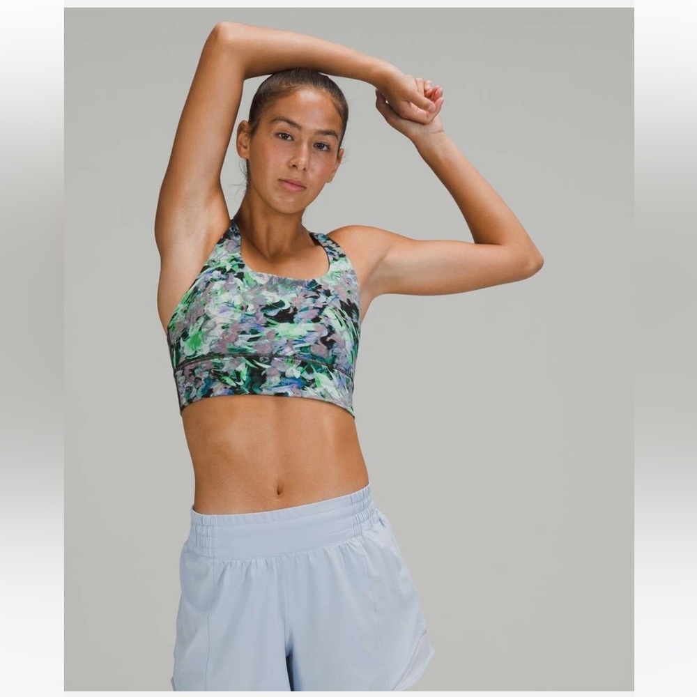 Lululemon Energy Bra Long Line Medium Support B-D Cup Rapid Flourish Multi 10